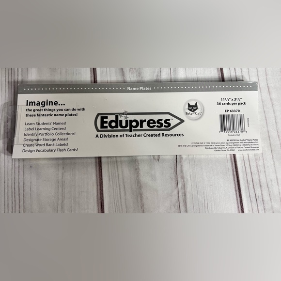 NWT-Edupress Pete the Cat Nameplates, 36 Pieces, 11.5” x 3.5” Each - Picture 3 of 3